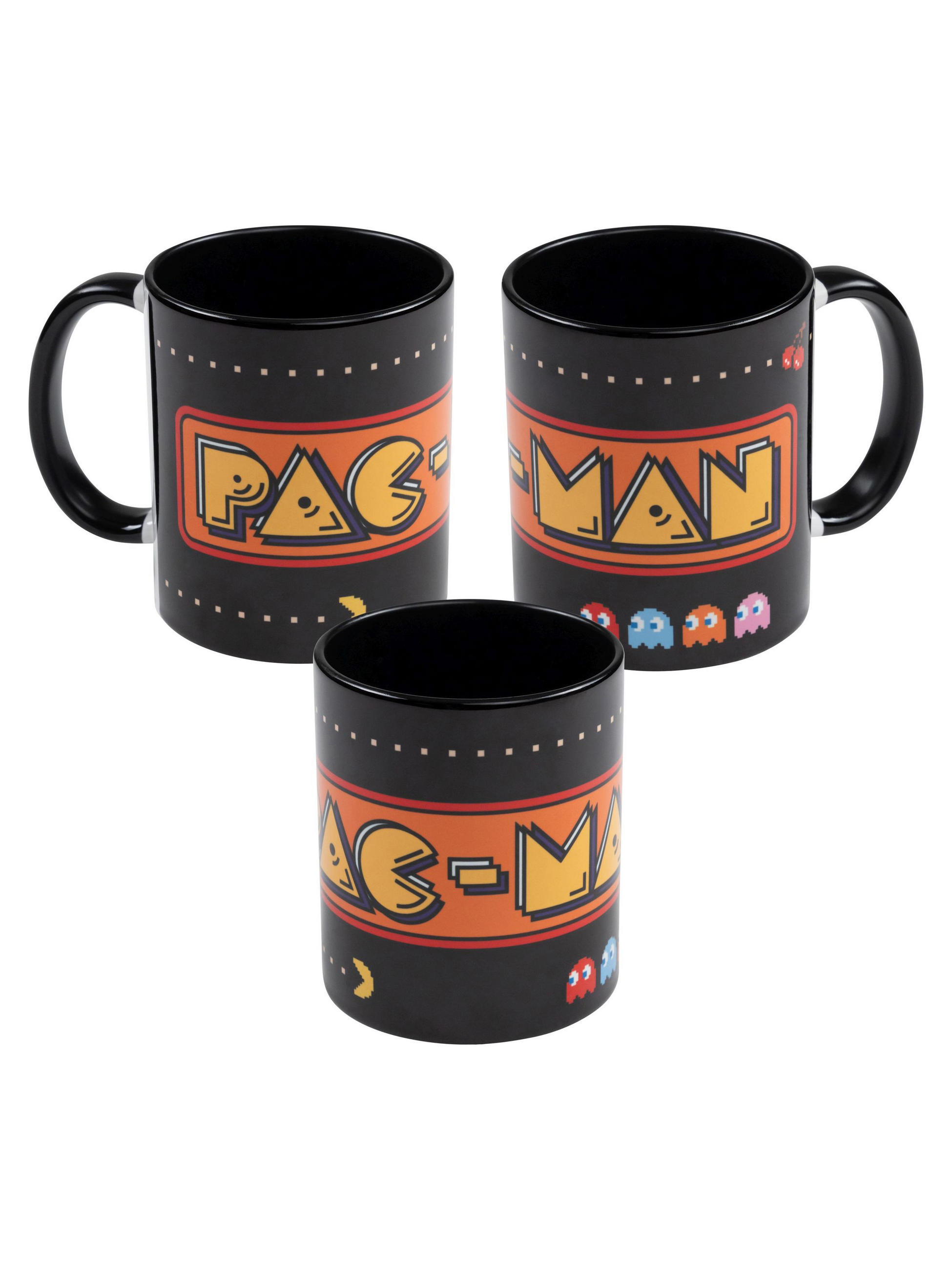 KAFFEEBECHER Pac-Man Logo Schwarz 320 ml - Schwarz, Keramik (0.32L) - United Labels