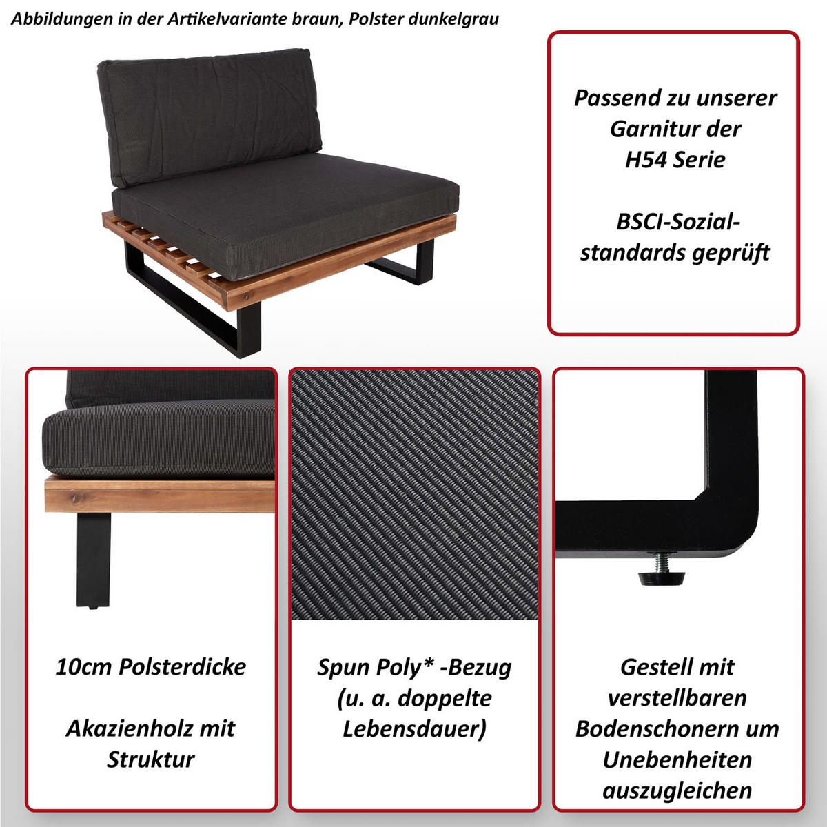 LOUNGE-SESSEL Schwarz, Braun, Grau - Schwarz/Braun, Holz (82/75/82cm) - MCW