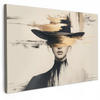 LEINWANDBILD Frau - Hut - Farbe Gemälde 60x40 cm - Goldfarben, Textil (60/40cm) - MuchoWow
