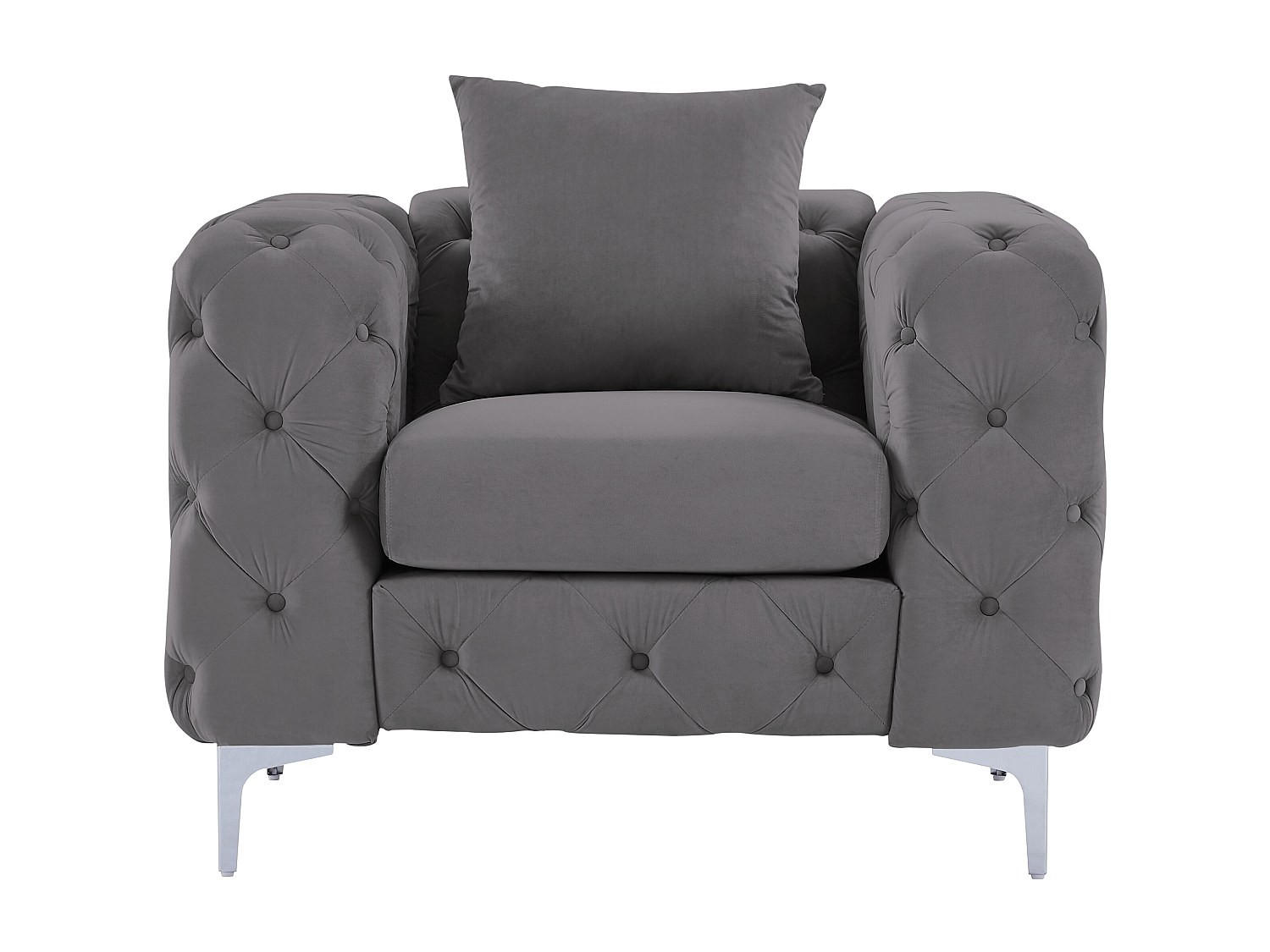 SESSEL mit gerader Rückenlehne - 1 Person - Samt, Stoff - Anthrazitgrau - - Anthrazit, Textil (106/76/91cm) - Vente-Unique