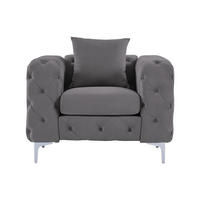 SESSEL mit gerader Rückenlehne - 1 Person - Samt, Stoff - Anthrazitgrau - - Anthrazit, Textil (106/76/91cm) - Vente-Unique