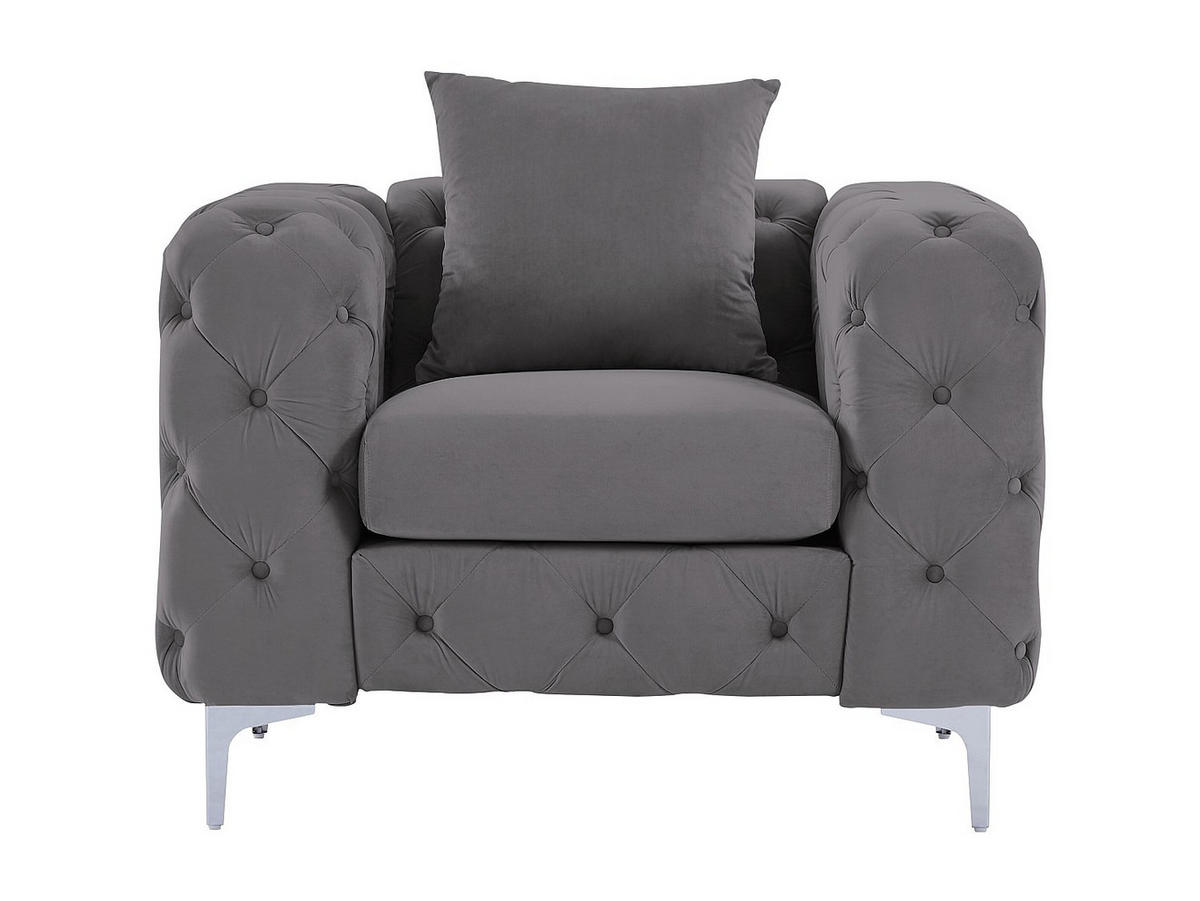 CHESTERFIELD-SESSEL - Anthrazit - Samt - EDWINA - Anthrazit, Textil (91/76/106cm) - Vente-Unique