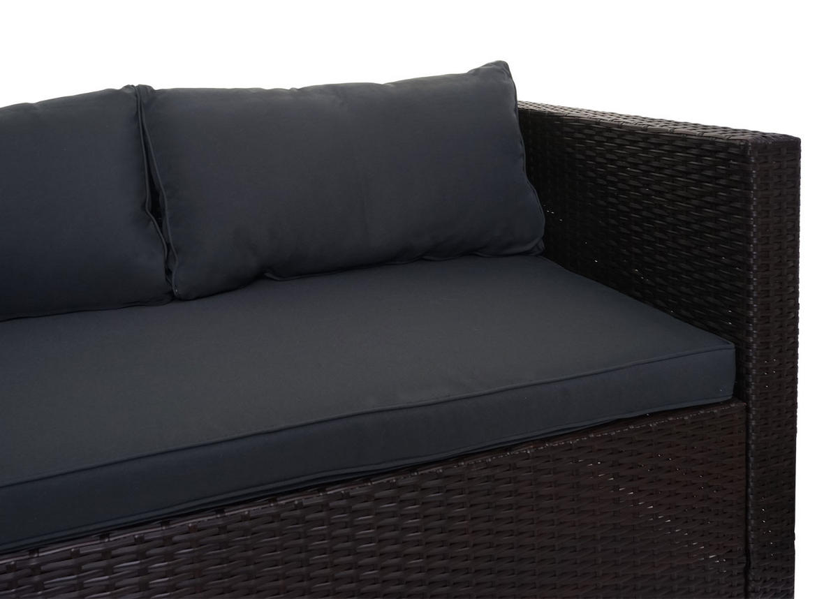 POLY-RATTAN GARNITUR Braun, Grau, Orange - Braun/Orange, Kunststoff - MCW