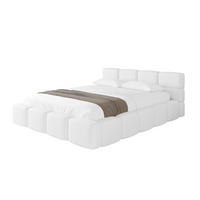 POLSTERBETT mit Bettkasten und Lattenrost, Bett mit Matratze H3/H4, Kopfteil, Boxbett, Doppelbett mit Stauraum - NATA-v1 200x200 Weiß - Weiß, Holzwerkstoff/Textil (200/200cm) - ALTDECOR