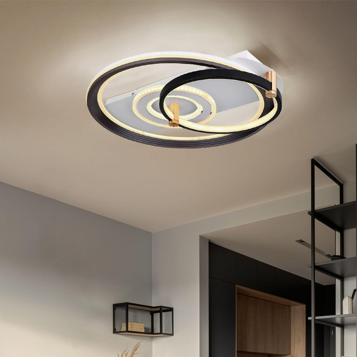 LED DECKENLEUCHTE ANI Metall Schwarz - Schwarz, Metall (52/48/9.5cm) - Globo Lighting