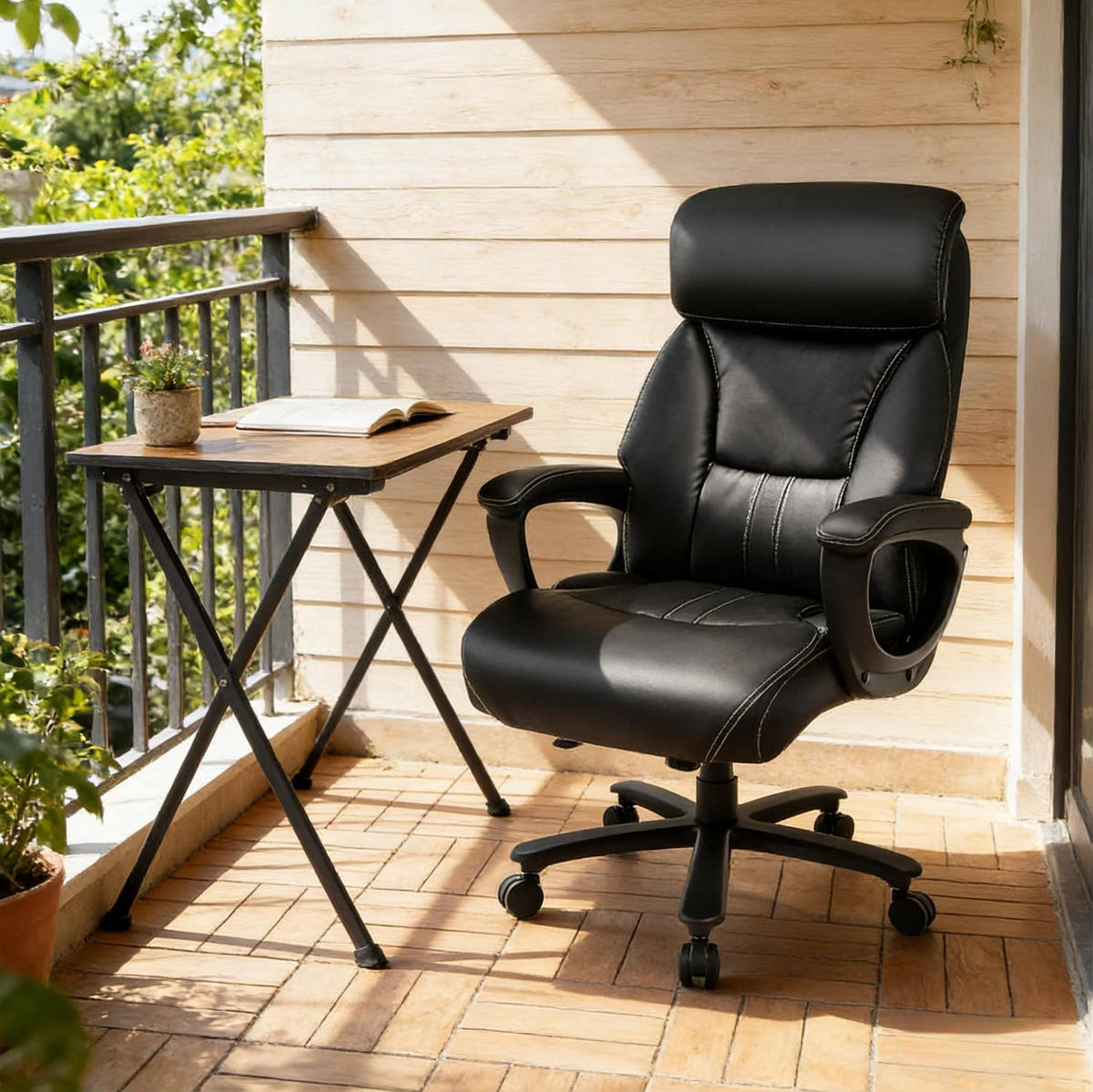 BÜROSTUHL in Schwarz 72x86x127 cm mit Kopfstütze und Wippmechanismus, belastbar bis 150 kg - Schwarz, Metall (86/127/72cm) - IVMEU