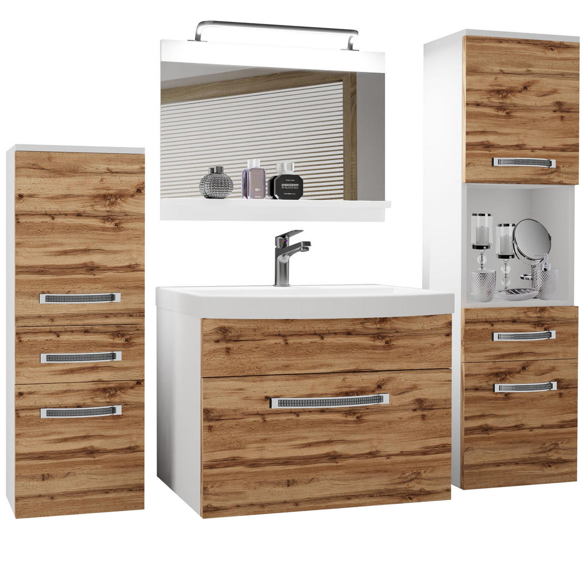 BADMÖBEL Badezimmer Wotan Eiche Matt - Eiche Wotan, Holz (140/113/40cm) - B BELINI GROUP