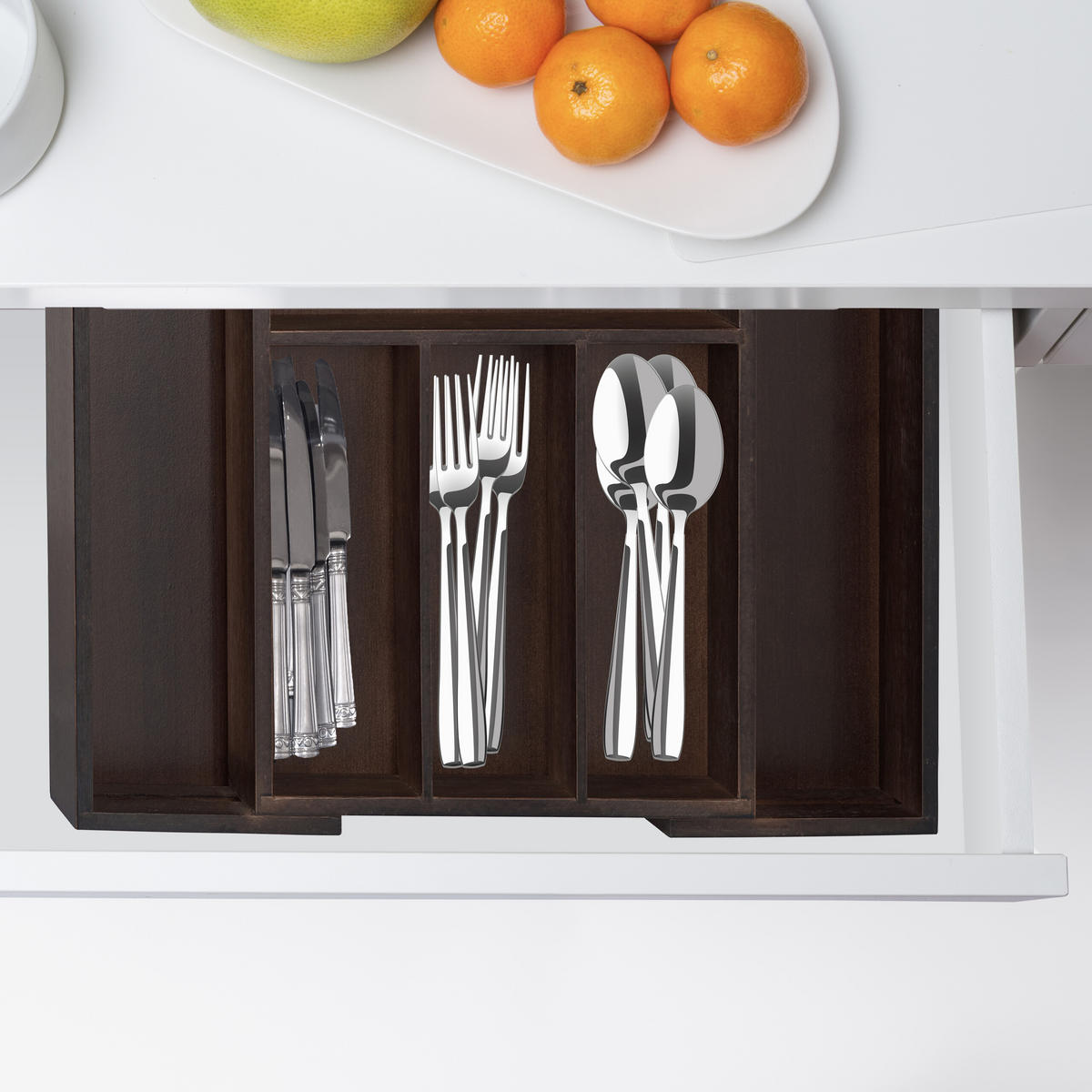 BESTECKEINSATZ - Dunkelbraun, Holz/Holzwerkstoff (48/5/46cm) - Relaxdays