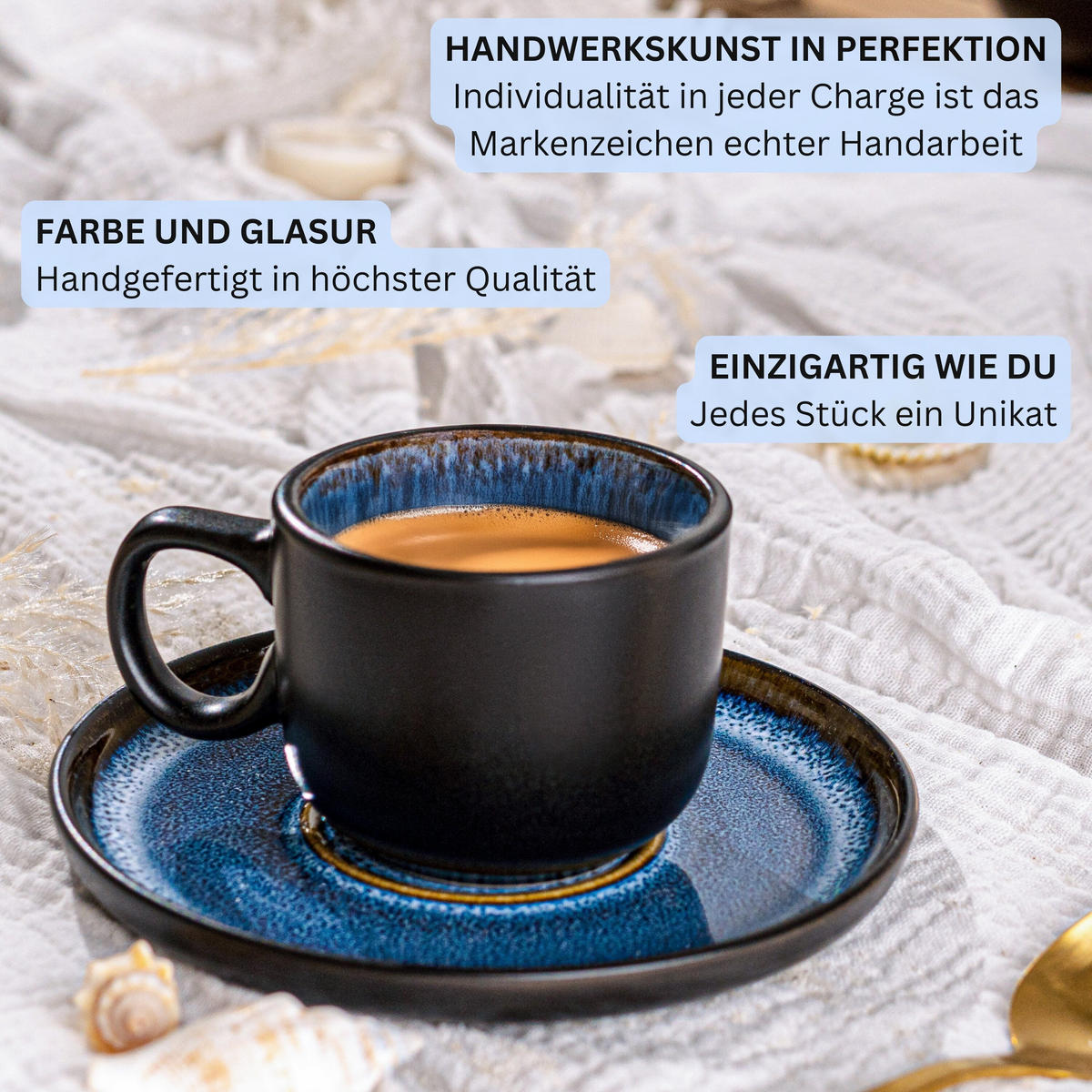 ESPRESSOTASSEN SET ARUBA - 12 teilig aus Steingut - Blau, Keramik (0.08L) - Sänger