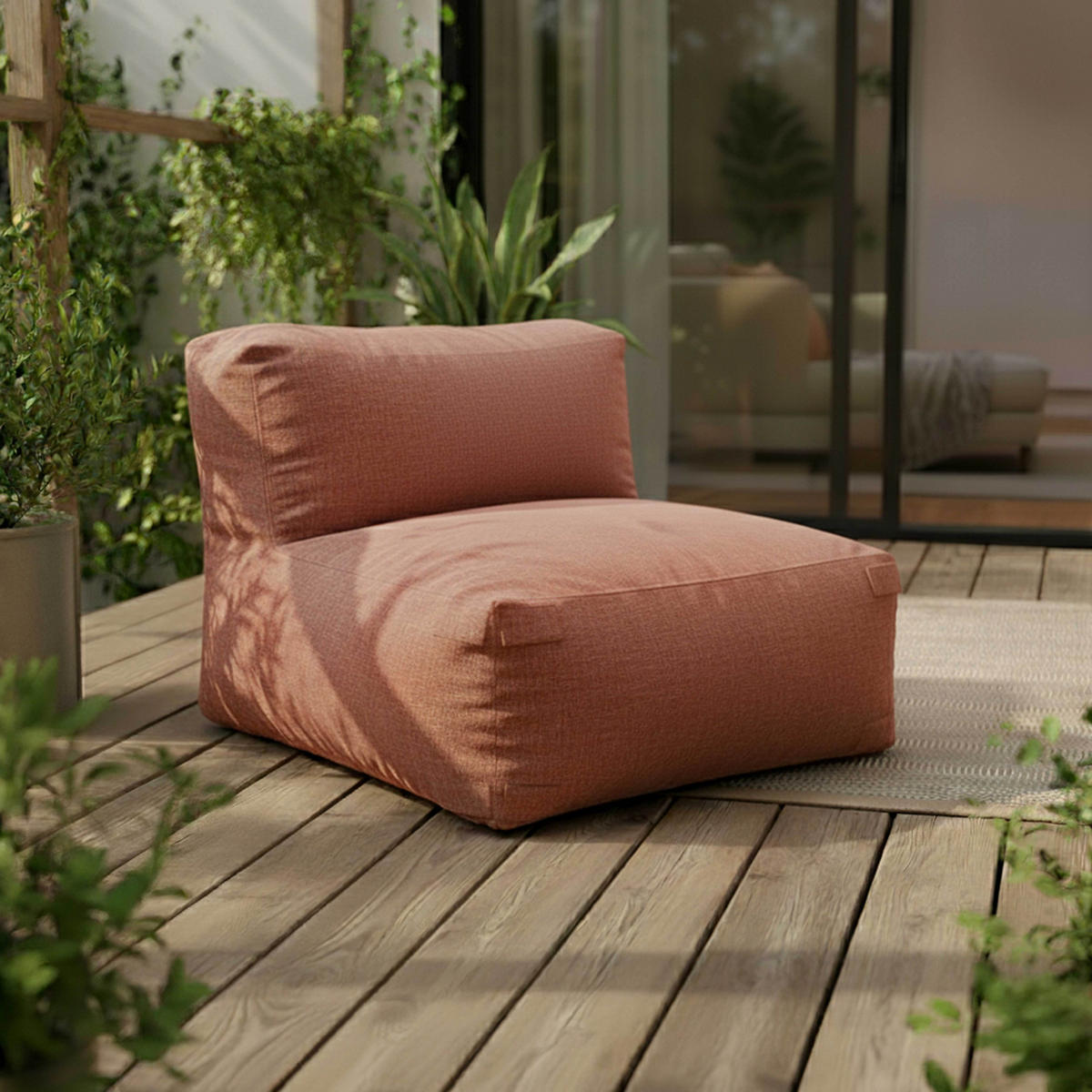 GARTENSOFA mit 5 Sitzplätzen, Terrakotta - Terracotta, Textil (85/65/160cm) - Oviala