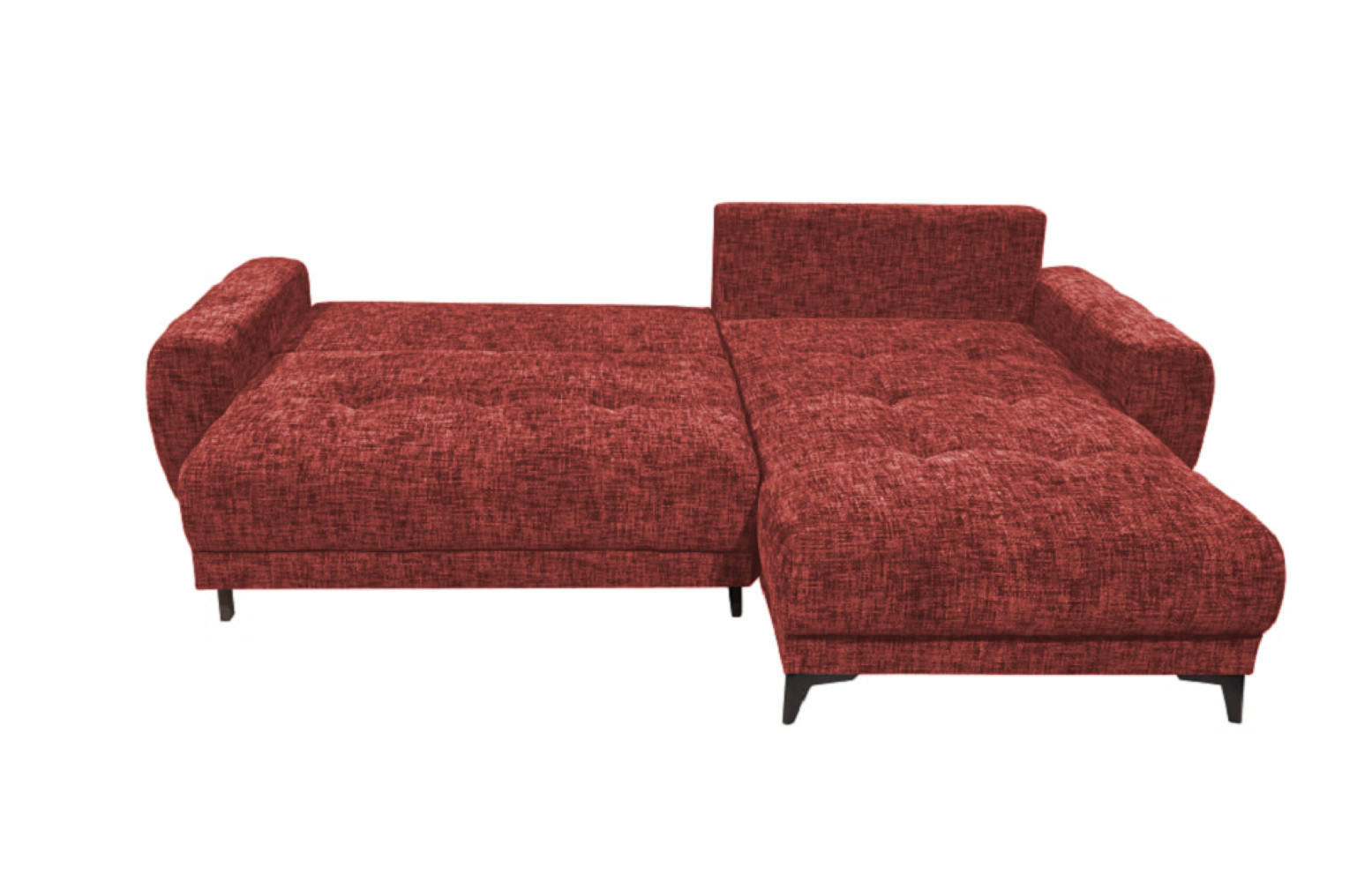 ECKSOFA beidseitig montierbar, Schlaffunktion mit Bettkasten - Rot/Schwarz, Textil/Metall (281/189cm) - ed exciting design