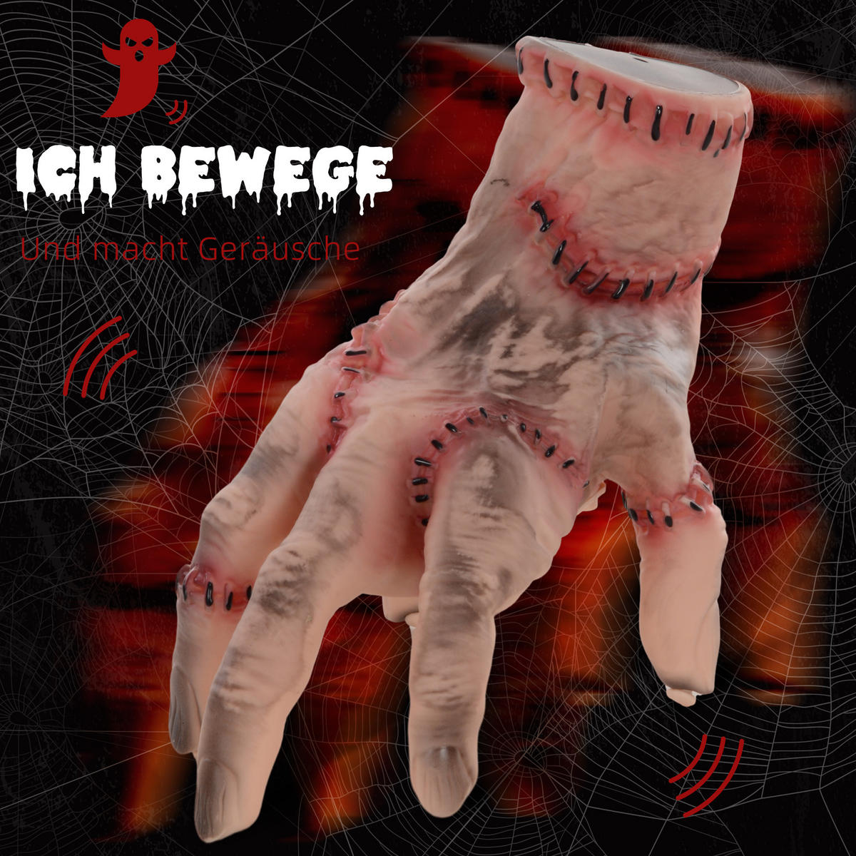 HALLOWEENDEKO DE-42081 beweglich mit Sound und Geräuschaktivierung - Rot, Kunststoff (15/21/18cm) - ComfortXL