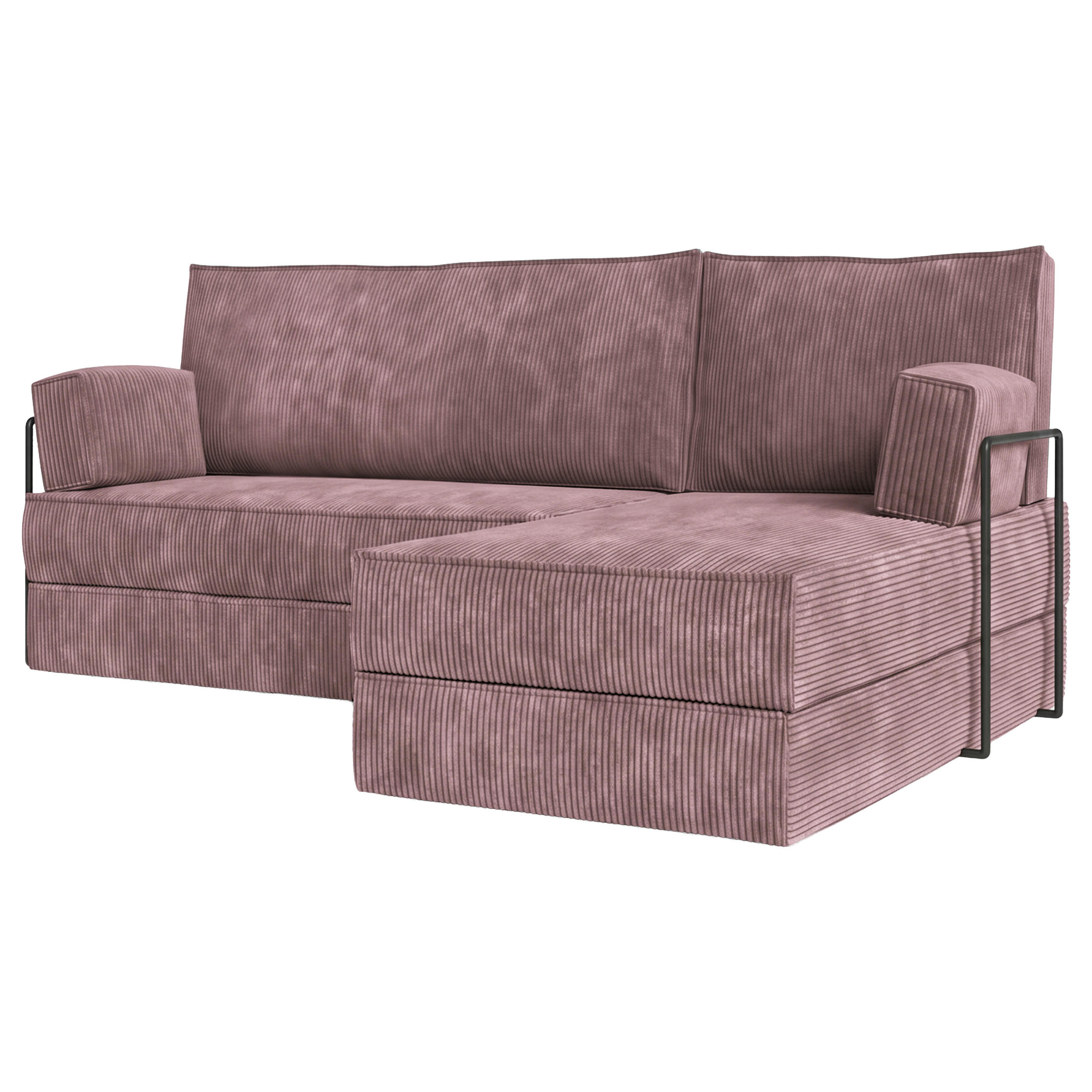 ECKSOFA NOTIA modulares Boneless Sofa mit Schlaffunktion Lila Kordstoff - Lila, Textil (200/120cm) - MASSENO