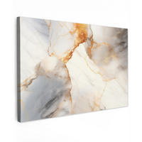LEINWANDBILD Marmor - Grau - Gold Wohnzimmer Groß 120x80 cm - Weiß, Textil (120/80cm) - MuchoWow
