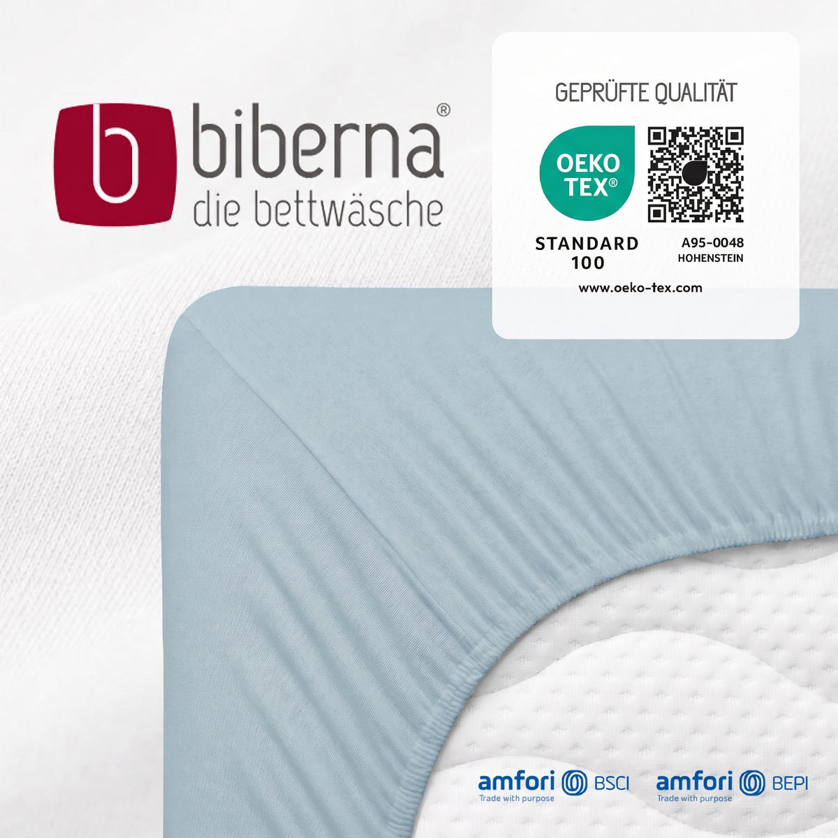 SPANNBETTTUCH Premium Jersey taubenblau, 60x120 cm - 70x140 cm - Blaugrau, Textil (70/140cm) - biberna