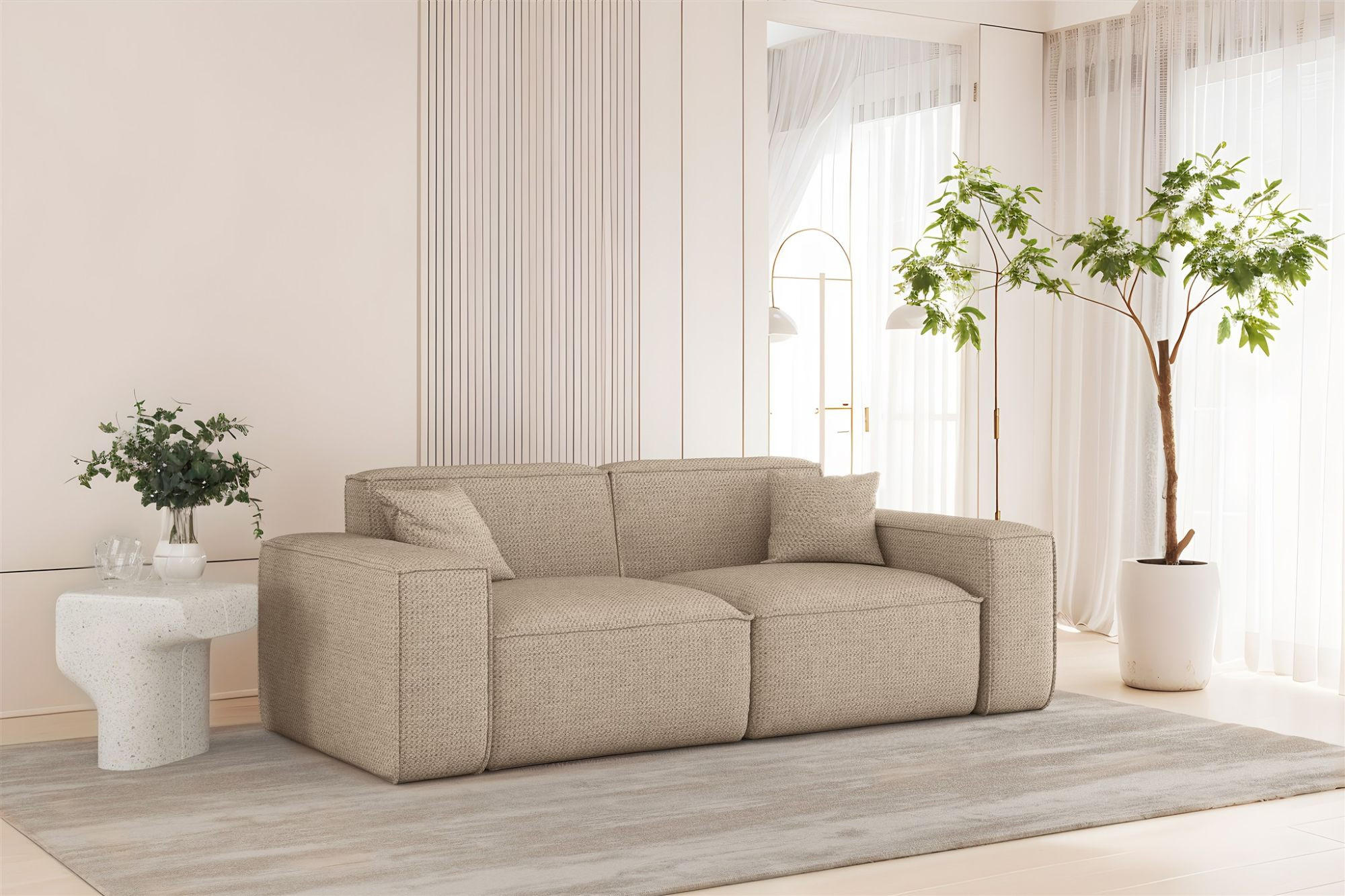 SOFA 2-sitzer Celes Premium In Artico - Beige, Holzwerkstoff/Textil (182/73/90cm) - Fun Möbel