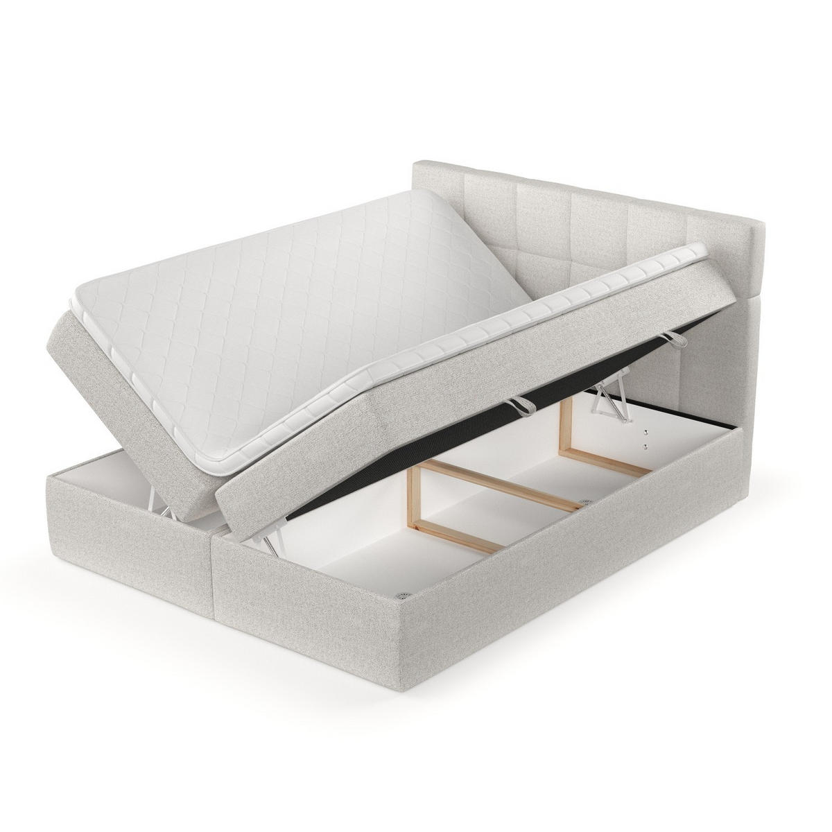 POSTEL BOXSPRING VARENO 200/200 Světle béžová - černá/písková barva, kov/dřevo (200/200cm) - AltaBeds