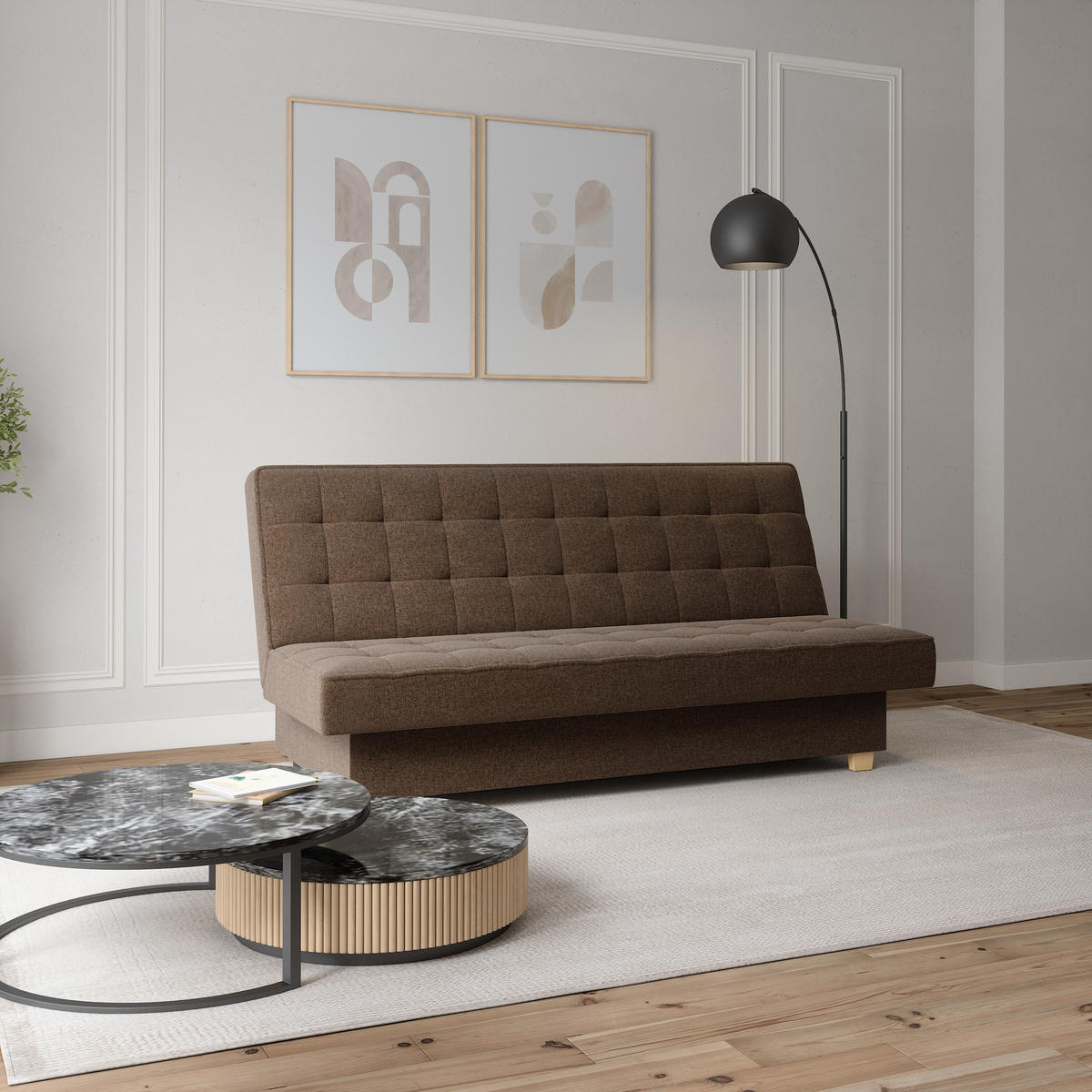 SCHLAFSOFA BELFI - Hellbraun (Twist 06) - Braun, Holzwerkstoff (192/95/92cm) - Möblo