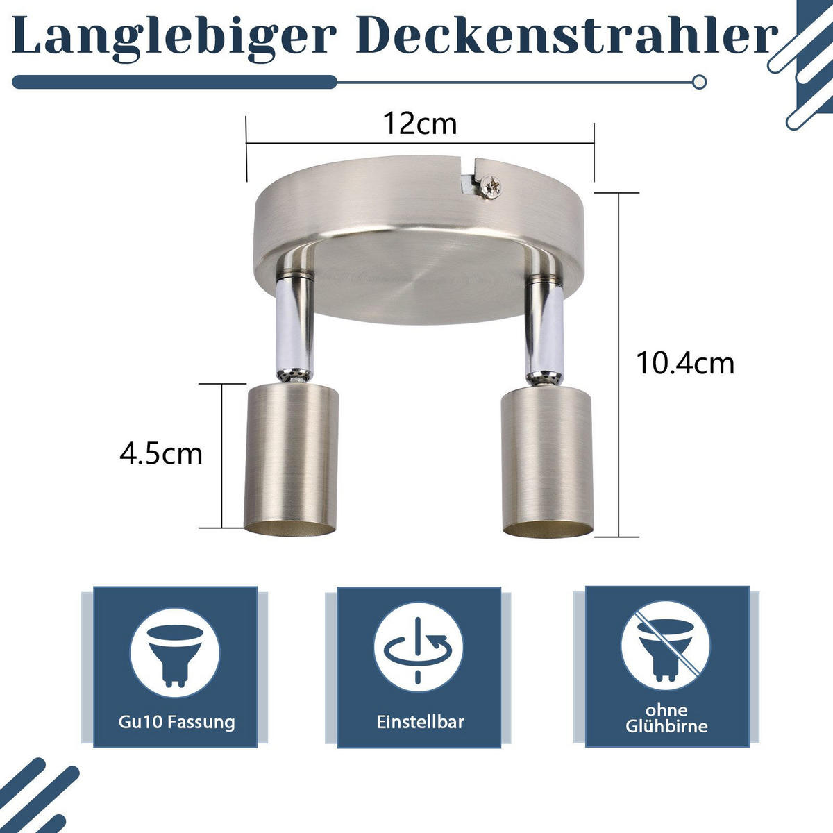 STRAHLER Windsheim 2-flammig 12/12/10.4 cm - Silberfarben, Metall (12/12/10.4cm) - Nettlife