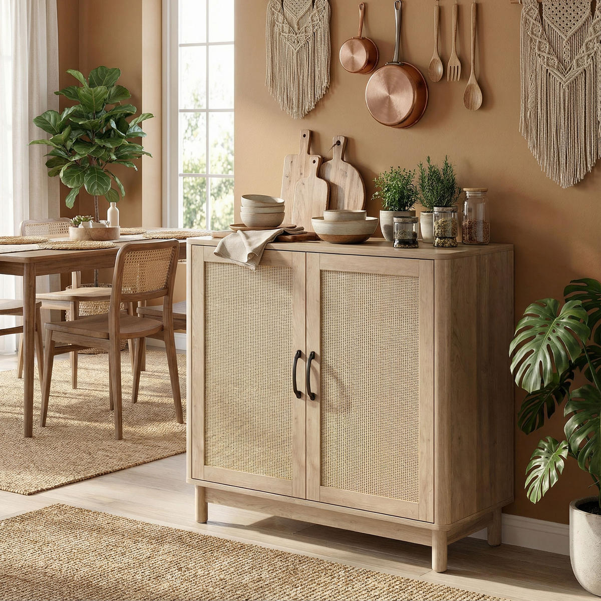 SIDEBOARD Eiche-Nachbildung, 2 Türen, 76/35/75,5 cm - Eichefarben, Holz (76/75.5/35cm) - PANGIVO