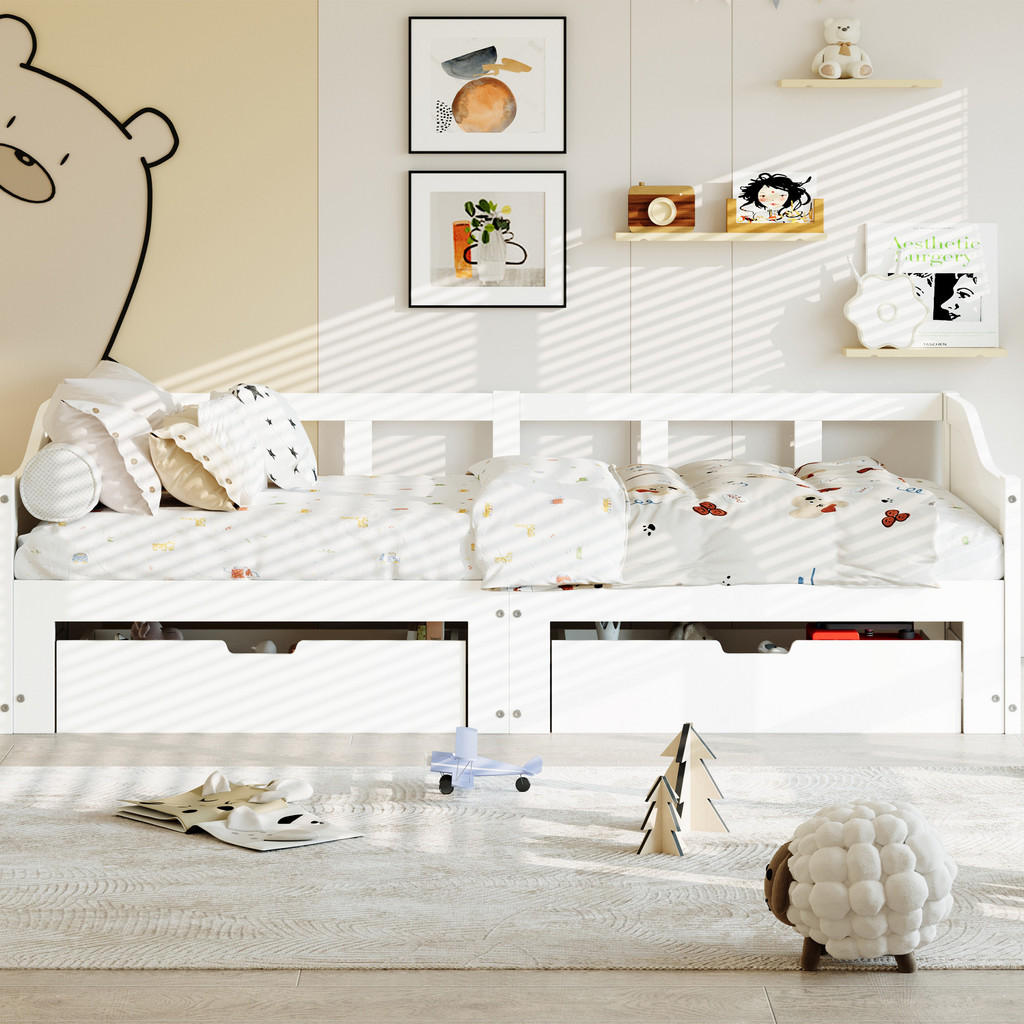 Thumbnail - Ausziehbares, Weiß, Holz, Kinder- & Jugendzimmer, Jugendmöbel, Jugendbetten