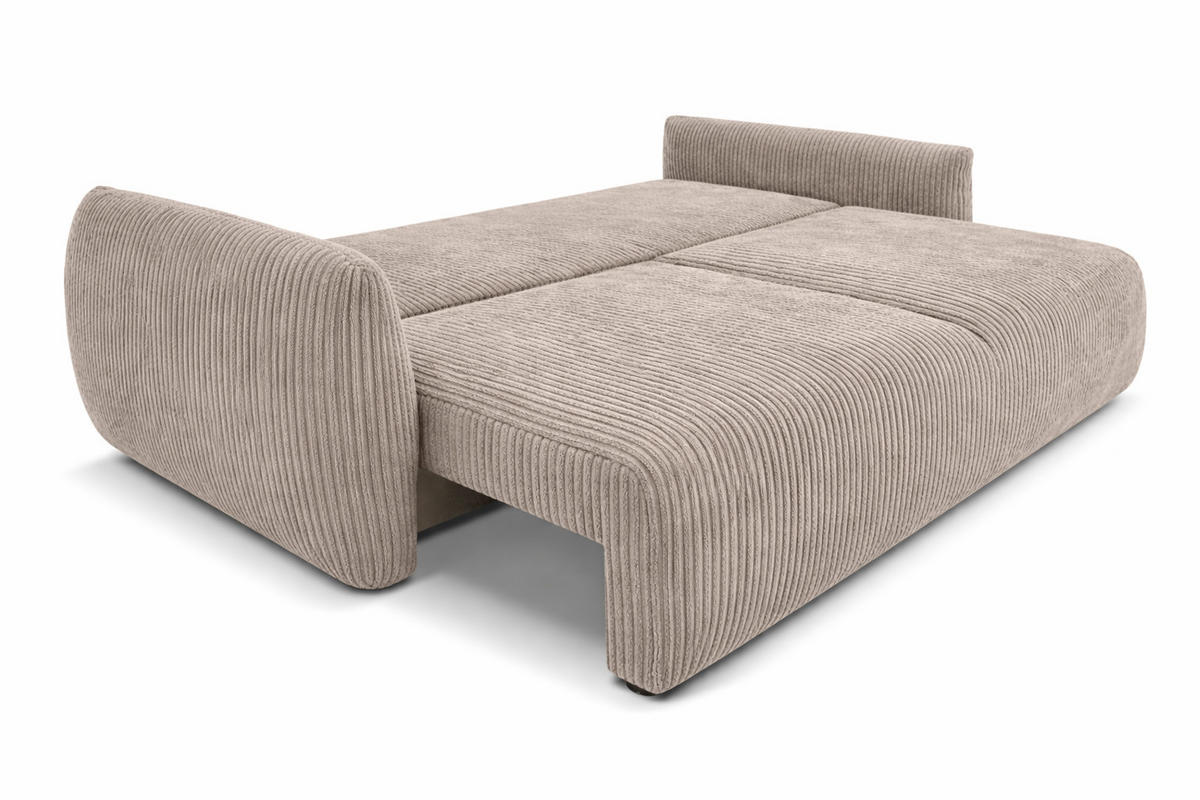 SOFA Mit Schlaffunktion Und Bettkasten, Cordstoff Poso, Dunkelbeige, Zephira - Beige, Holz (238/87/102cm) - Kaiser Möbel
