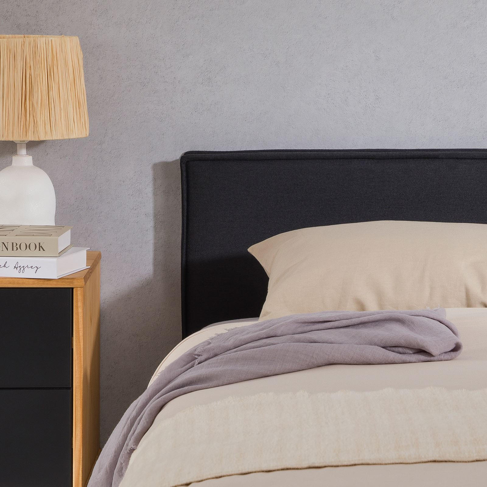 KOPFTEIL ANISA 90X190 CM - Schwarz, Textil (91/69/6cm) - IDIMEX