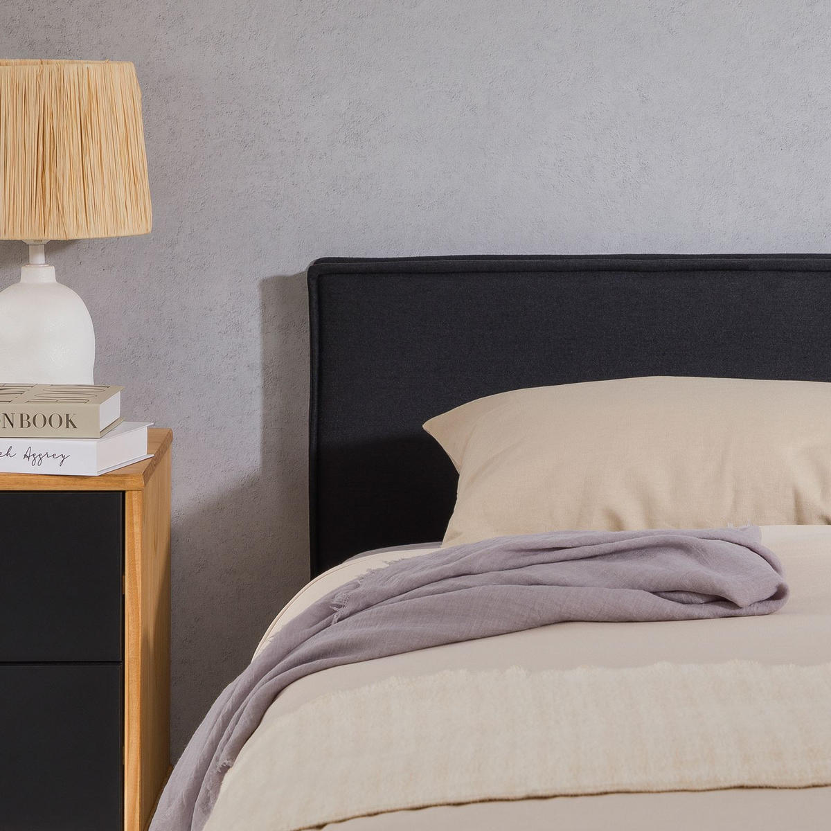KOPFTEIL ANISA 90X190 CM - Schwarz, Textil (91/69/6cm) - IDIMEX