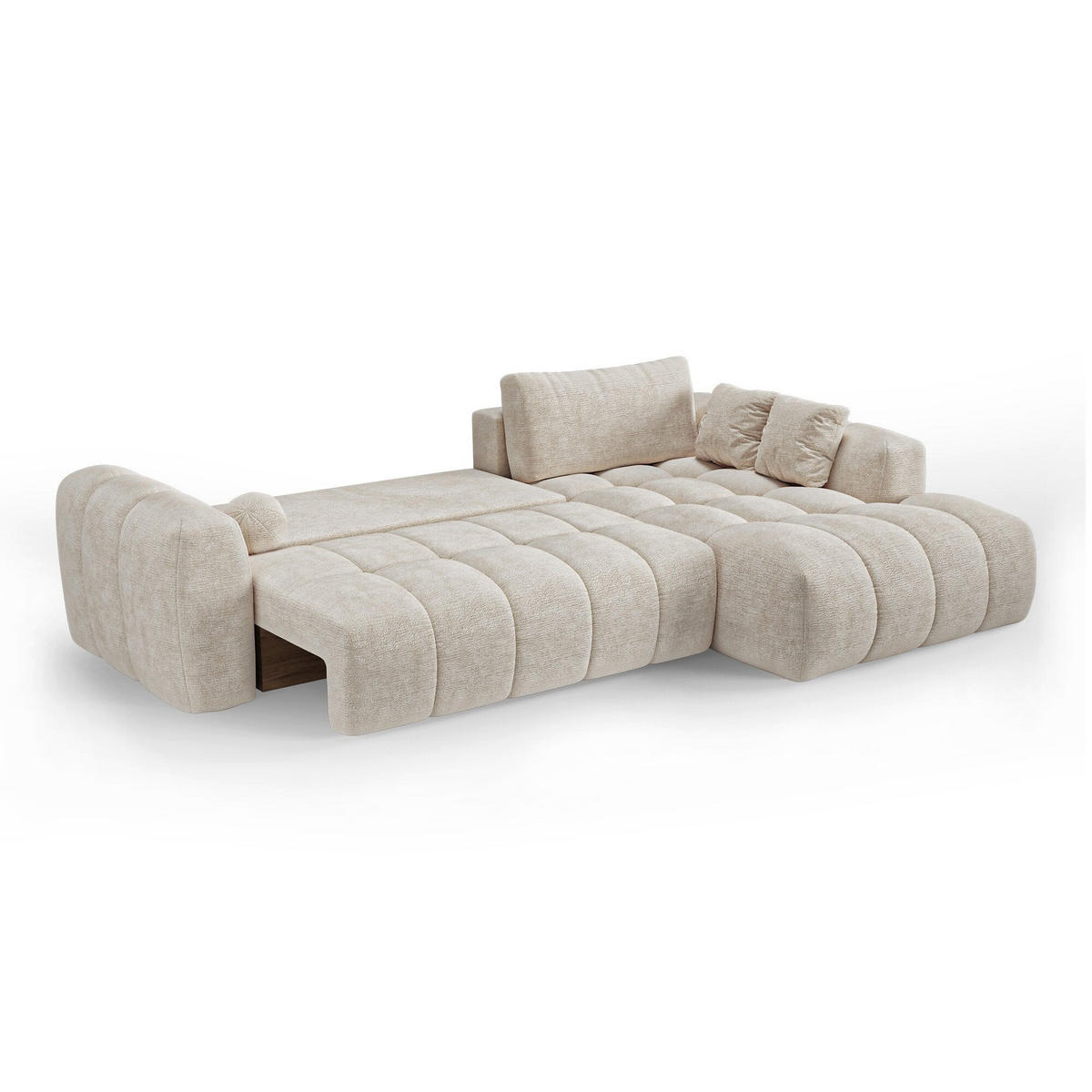 ECKSOFA rechtwinklig SKY Geprägter Samt Creme 310cm - Creme, Textil (310/180cm) - Premium Interiors