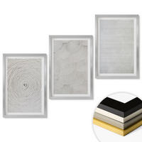 WANDBILDER 3er Set - 40x60 cm Silberner Rahmen - Geometrische Kartonmuster - Silberfarben, Kunststoff (40/60cm) - ArtPrintCave