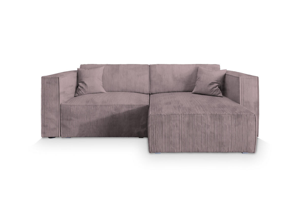 ECKSOFA NERIO P Lila Kordstoff mit Schlaffunktion - Lila, Holz (245/148cm) - MASSENO