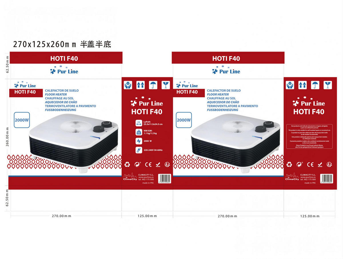 STAND-THERMOVENTILATOR Weiß mit Leistungskontrolle 2000 W - Weiß, Kunststoff (25/10/25cm) - Purline