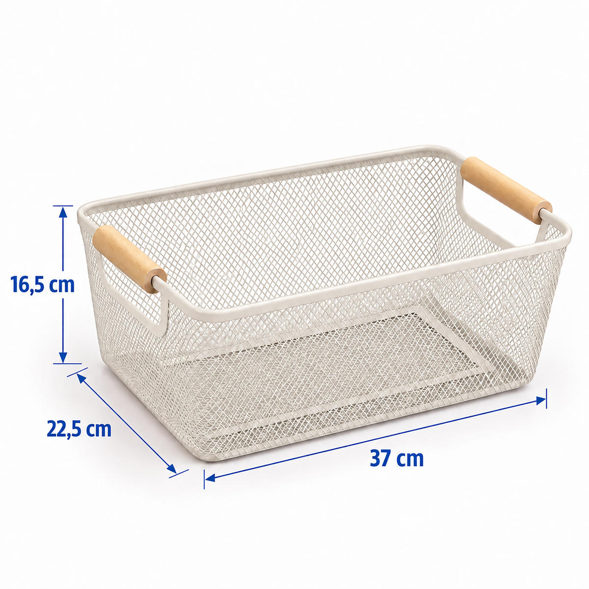 COȘ Crem oțel mânere lemn 37 cm - crem, metal/lemn (37/16.5/22.5cm) - Relaxdays