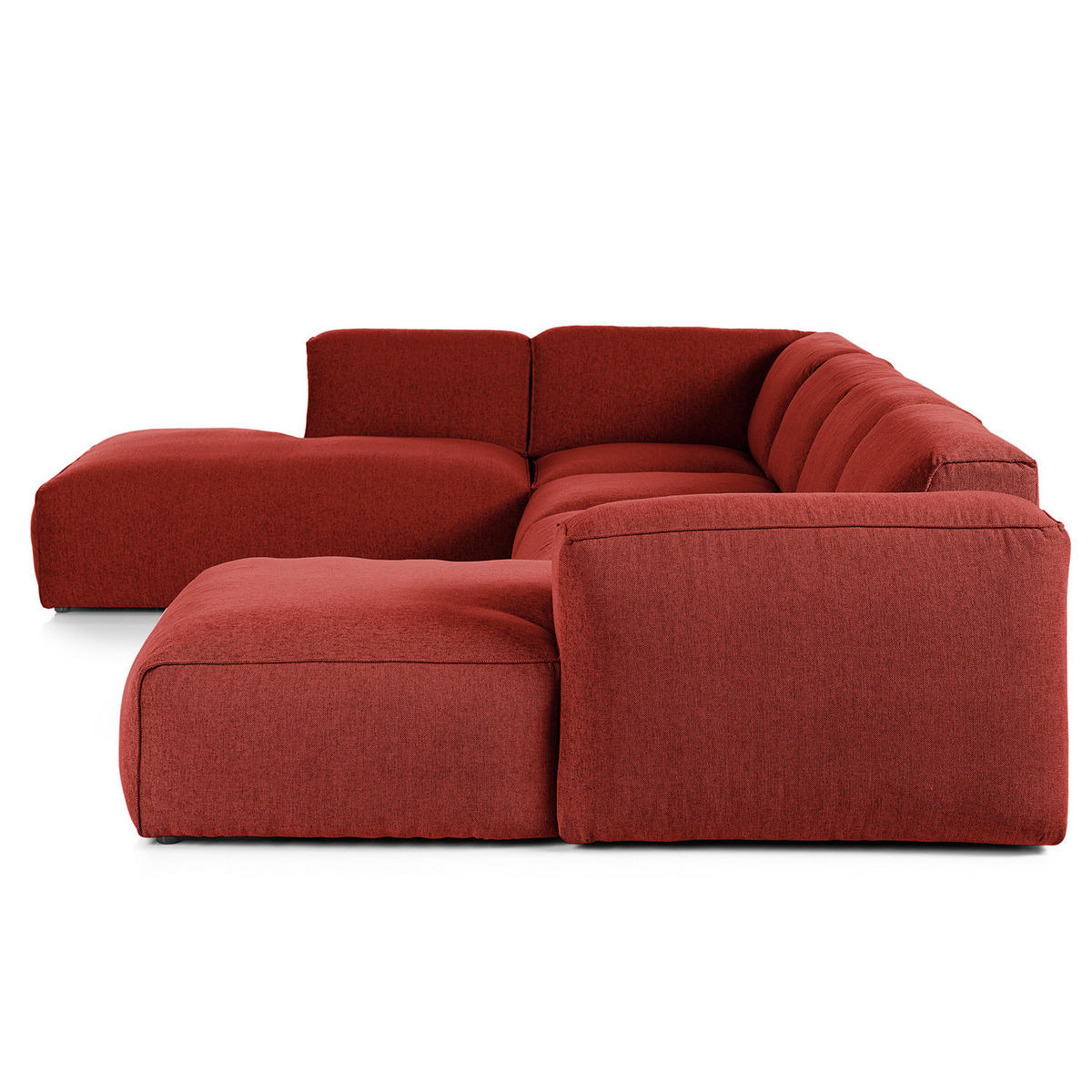 WOHNLANDSCHAFT mit Longchair - Rot/Schwarz, Kunststoff/Textil (325/71/235cm) - home24