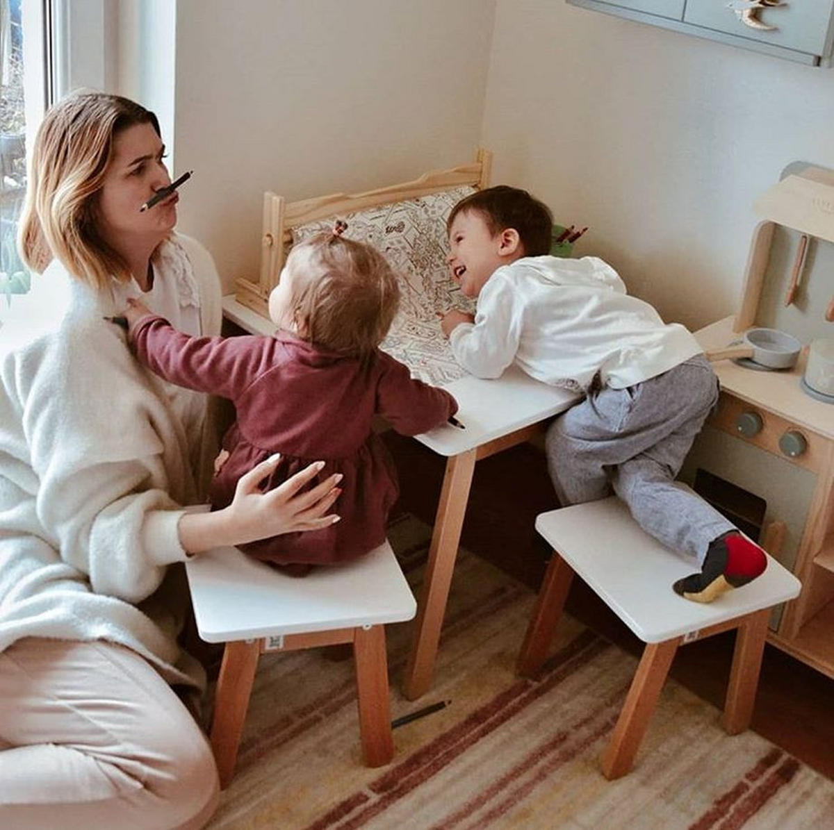 KINDERSTUHL Woody - Beige, Holzwerkstoff (30/31/30cm) - RAUMHIRSCH FURNITURE