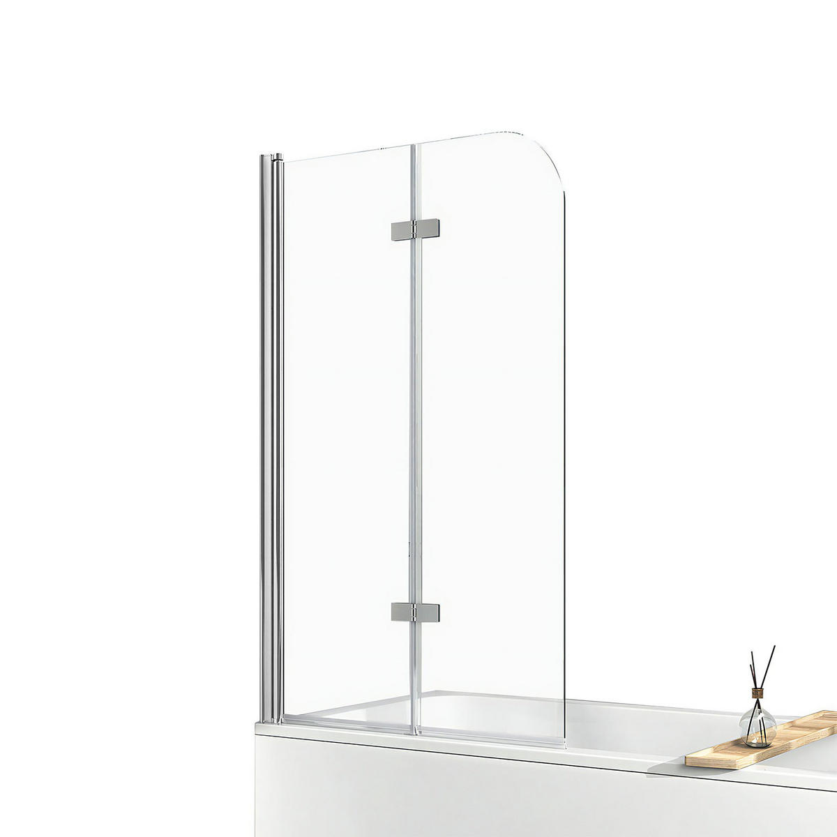 DUSCHWAND für Badewannen Faltbar mit Schwenkfunktion 140/100 cm - Transparent, Glas (100/140cm) - EMKE