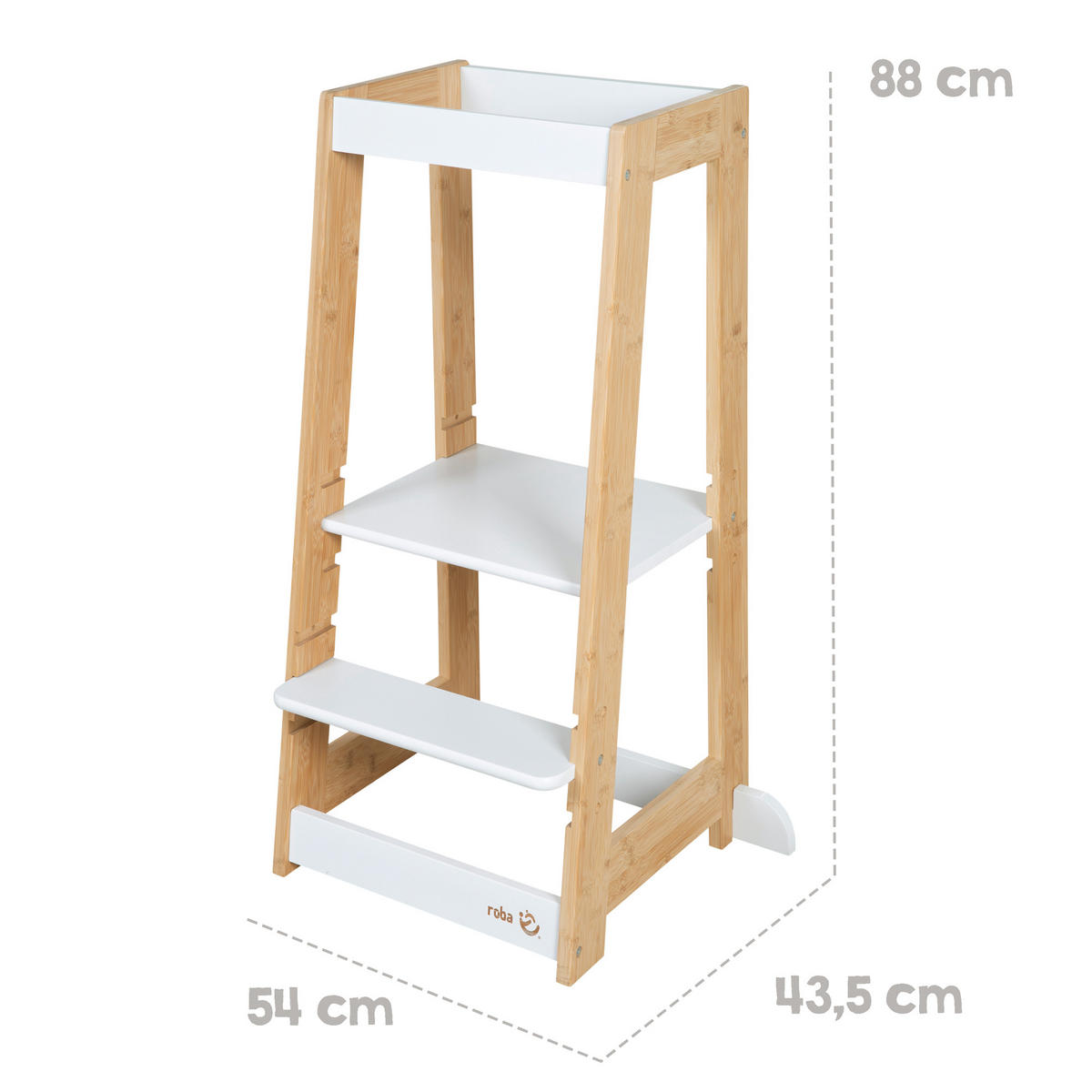 LERNTURM Bambus - Weiß - Weiß, Holz (54/88/43.5cm) - Roba