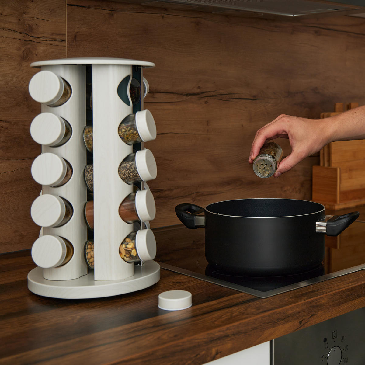 GEWÜRZKARUSSELL - Multicolor, Glas/Kunststoff (19/33.5/19cm) - Relaxdays