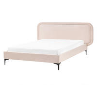 BETT mit Lattenrost 140/200 cm Samtstoff Hellbeige Suzette - Beige, Textil (140/200cm) - Beliani