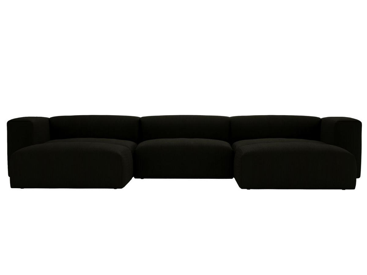 WOHNLANDSCHAFT U Landi Schwarz - Schwarz, Kunststoff/Textil (340/85/180cm) - Graingold