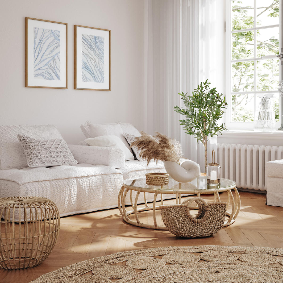 OLIVENBAUM - Dunkelgrün/Grün, Kunststoff/Stein (120cm) - Relaxdays