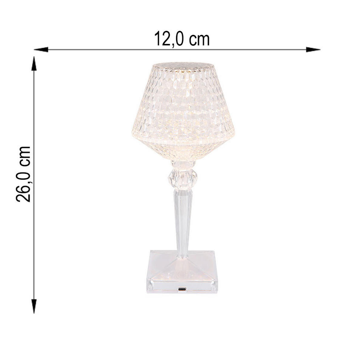 LED TISCHLEUCHTE Kunststoff Kristalloptik Klar 2er Set - Klar, Kunststoff (12/12/26cm) - Globo Lighting