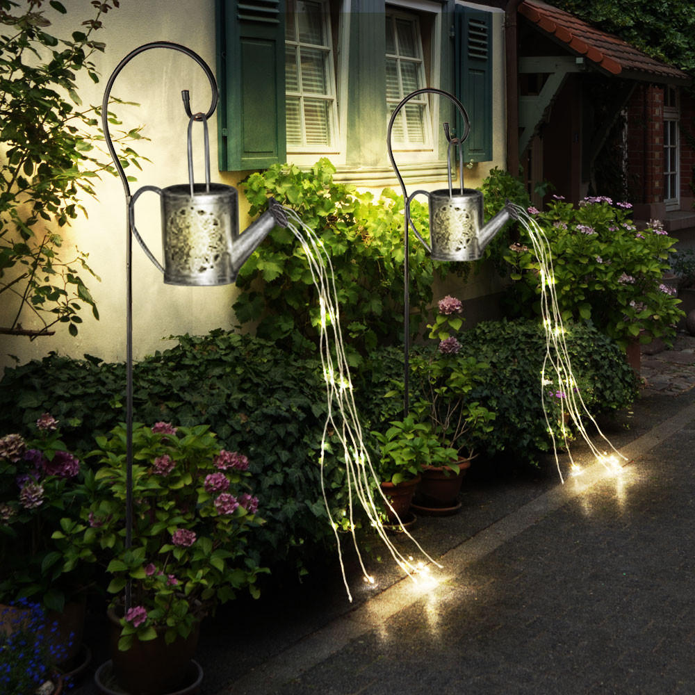 LED AUSSENLEUCHTE Solar Silbern 2er Set - Silberfarben, Metall (10/10/94cm)