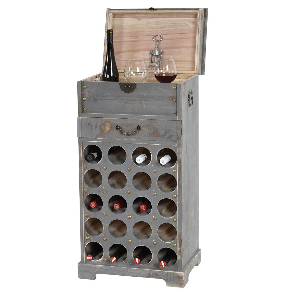 WEINREGAL Grau - Grau, Holz (48/94/31cm) - MCW