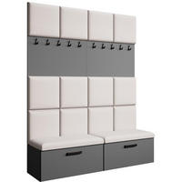 GARDEROBE Margaret I+I 162/203/43 mit gepolsterten Paneelen und Schuhschrank - Beige/Schwarz, Holzwerkstoff/Kunststoff (162/203/43cm) - Beautysofa