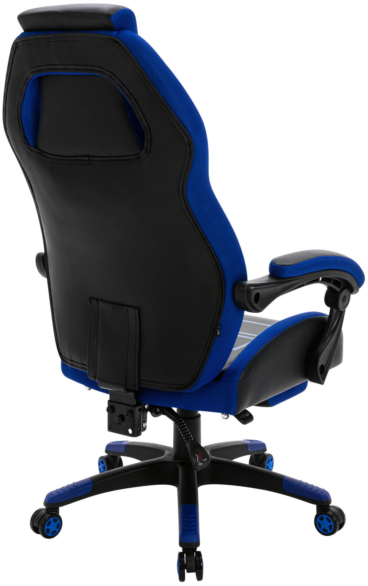 CHEFSESSEL Lederlook schwarz/blau - Blau/Schwarz, Kunststoff/Textil (69/118/70.5cm) - CLP