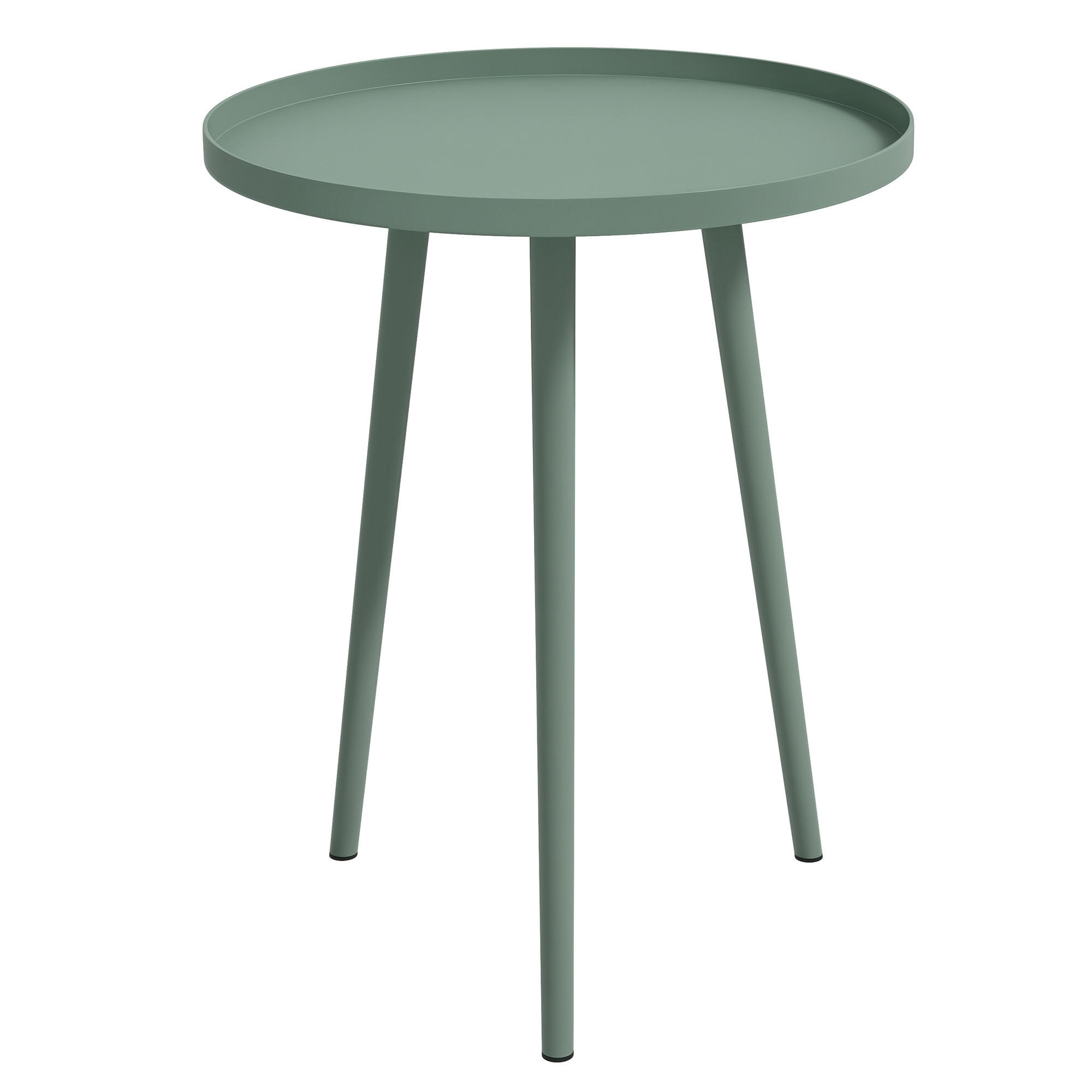 BEISTELLTISCH DE-07265 mit Rand aus Stahl Grün - Grün, Metall (40/40/50cm) - ComfortXL