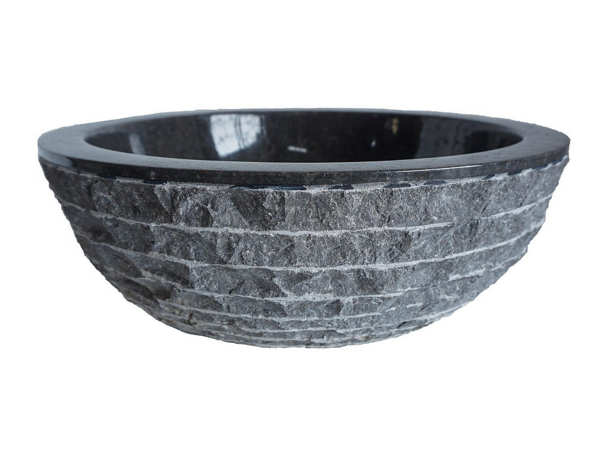 WASCHBECKEN - Marmor - Grau - MUKI - Grau, Stein (40/15/40cm) - Vente-Unique