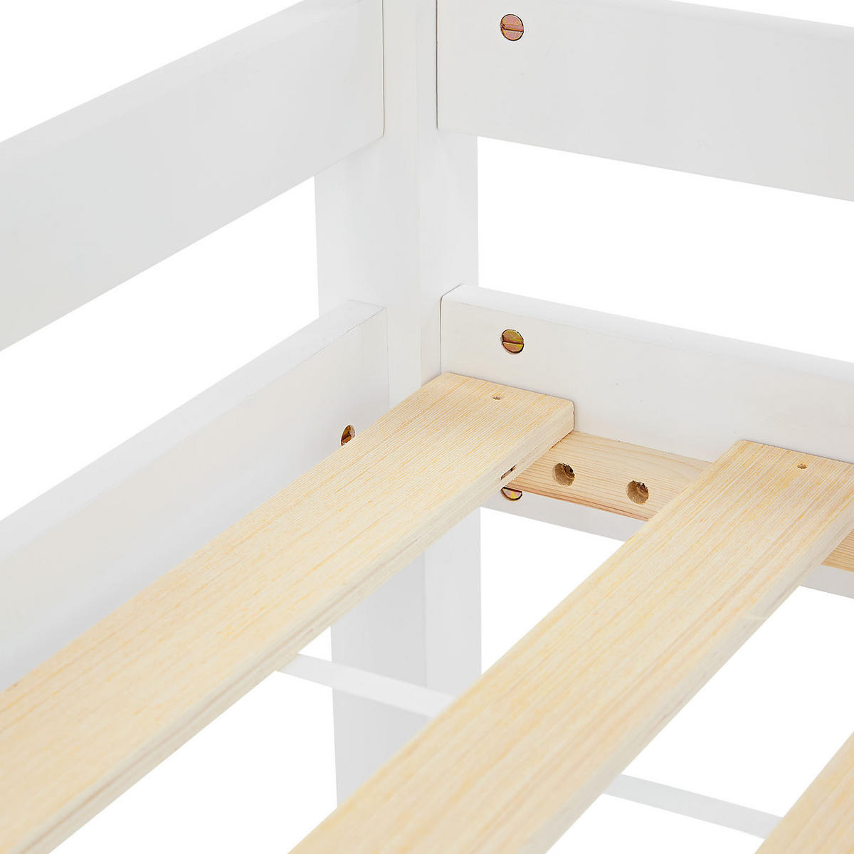 HOCHBETT mit Lattenrost und Matratze 90/200 cm Weiß - Weiß, Holz (90/200cm) - Homestyle4u