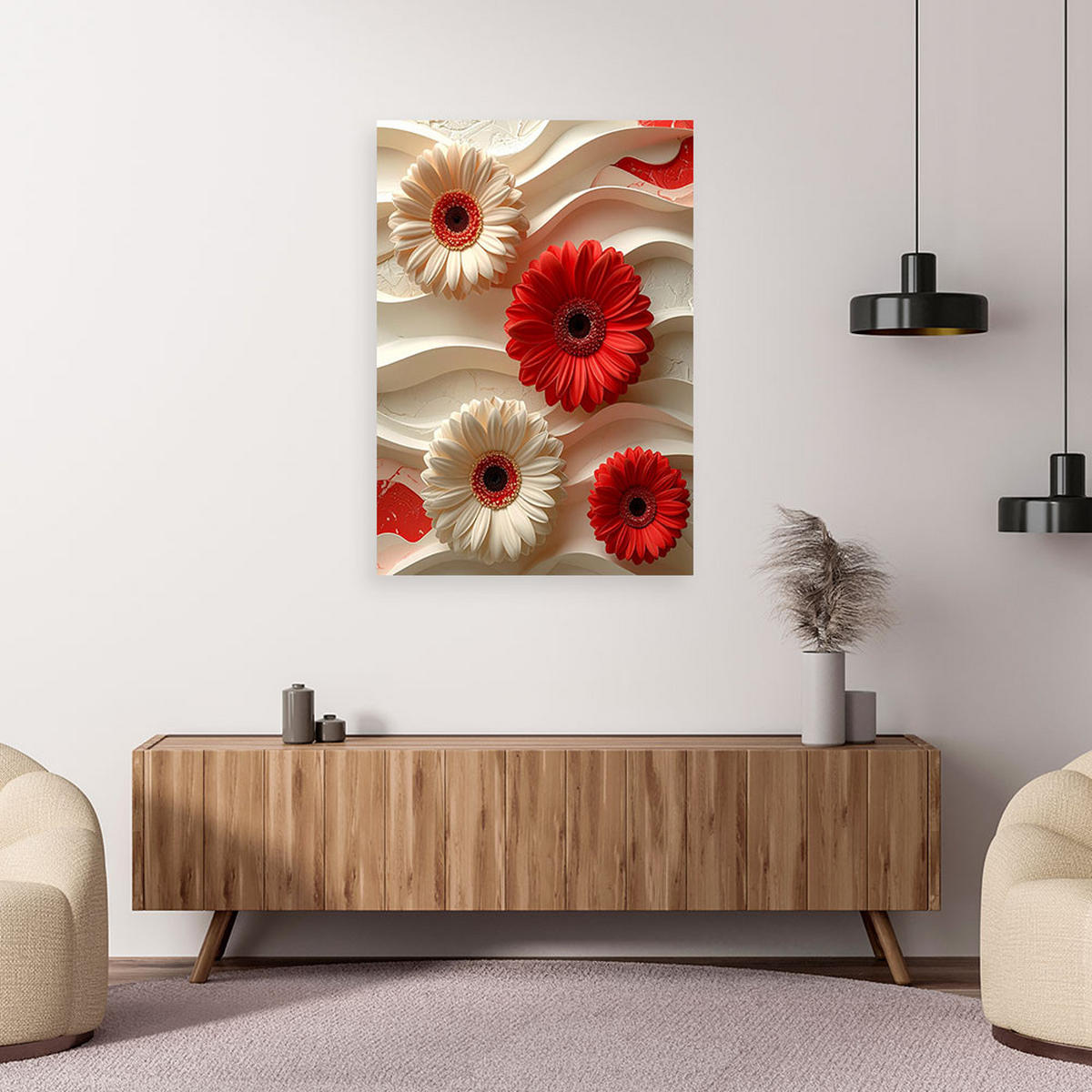 LEINWANDBILDER, Blumen - Rot, Textil (40/60cm) - Feeby